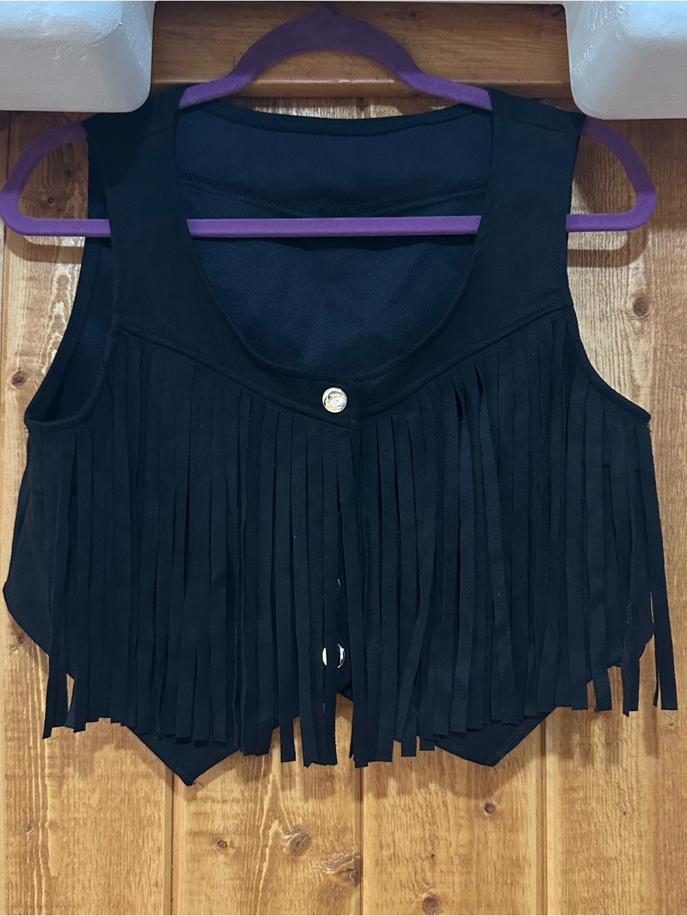 NWT SweatyRocks Women's Suede Fringe Trim Sleeveless Crop Vest Jacket Size M